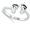thumbnail image 4 of Open Adjustable Heart Feet Ring .925 Sterling Silver Band Jewelry Female Male Unisex Size 5, 4 of 4