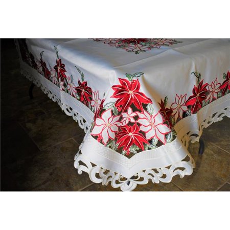 

Sinobrite H9354-68x104 68 x 104 in. Red & White Poinsettia Allover Tablecloth