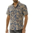 thumbnail image 3 of Jinhomg Mens Vacation Shirts Vintage Style Print Cotton Tops Lightweight Comfy Short Sleeve Button Up Casual Tees Summer Beach Wear Limited Time Deal Blue L, 3 of 4