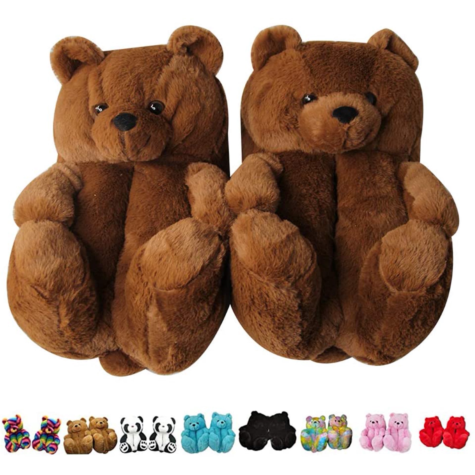 Women Plush Teddy Bear Slippers Home Indoor Slippers Winter Warm Shoes Cartoon Floor Soft Anti Slip Faux Fur Cute Dark Brown Walmart Canada