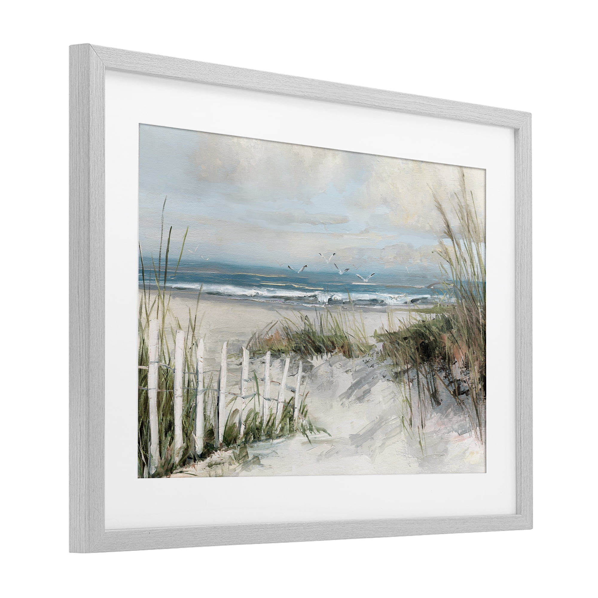 Stupell Industries Dunes With Weathered Fence Gray Framed Print Under Glass, design by Sally Swatland