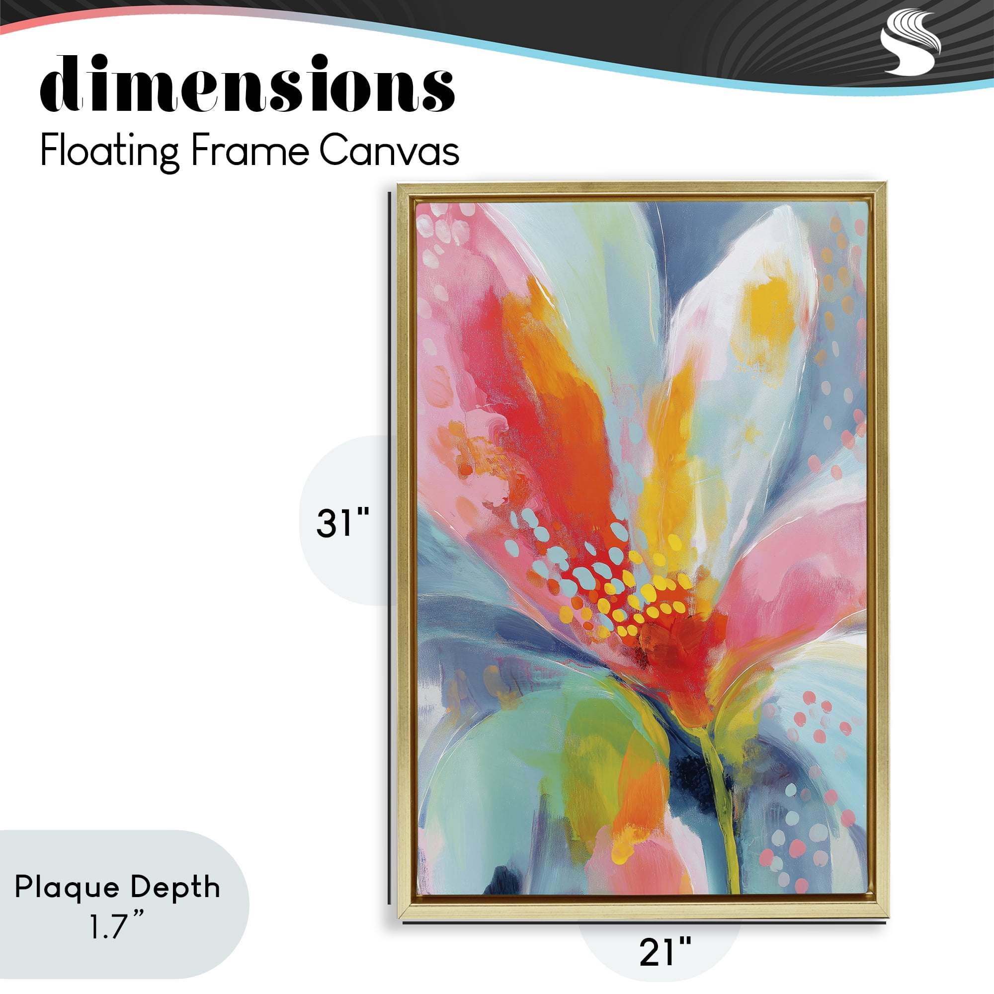 Stupell Industries Dotted Bloom Expression Gold Framed Floater Canvas Wall Art, design by Chromatic Storm Studio