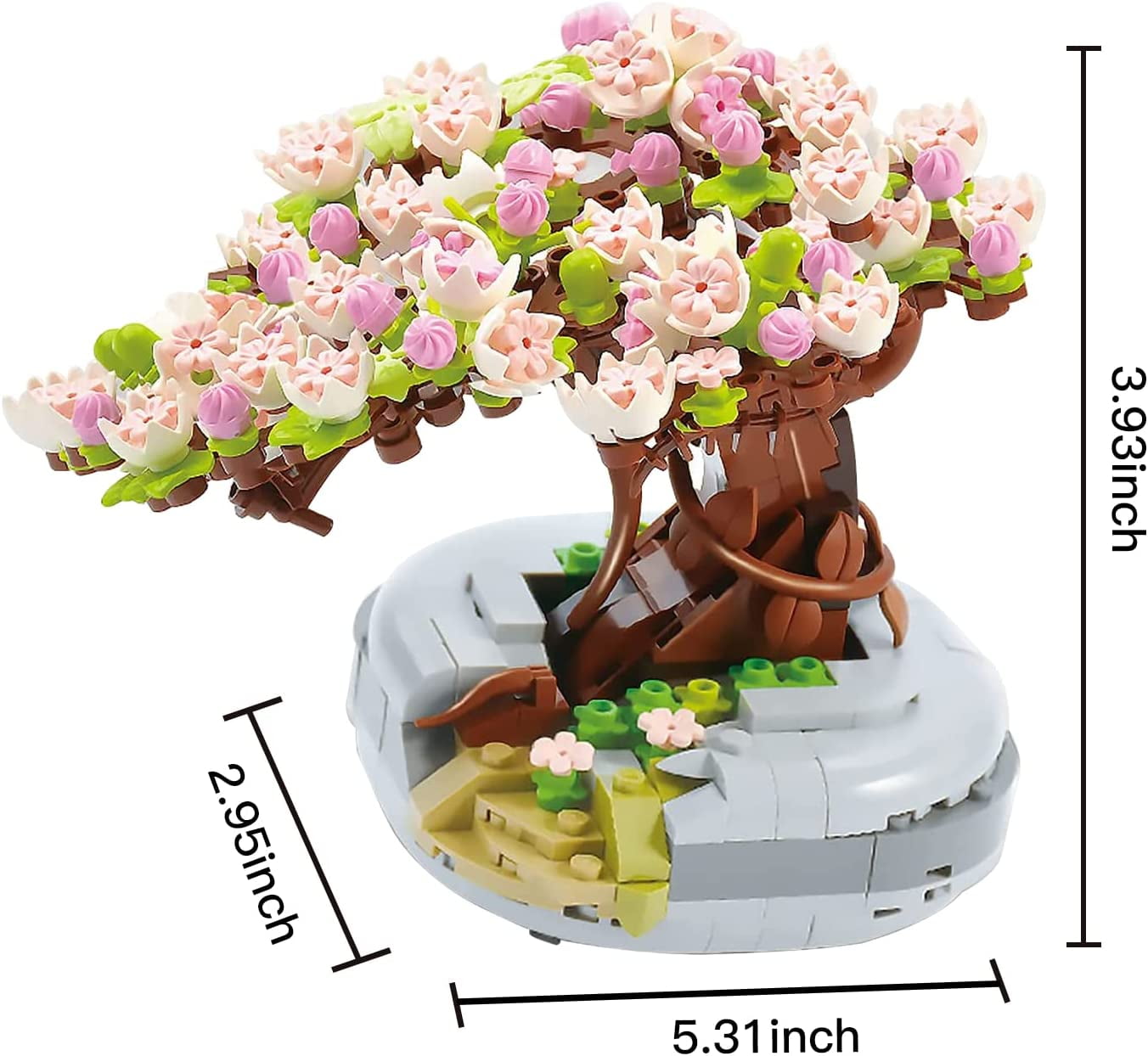MEIEST Mini Flower Succulent Bonsai Building Block Set,Simulation Pot Plant  Artificial Particle Flower Botanical Collection Construction Building
