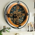 thumbnail image 3 of THE GEARS CLOCK Wall Clock with Real Moving Gears PO-LI_ 18 in Round WOOD-BLACK, 3 of 13