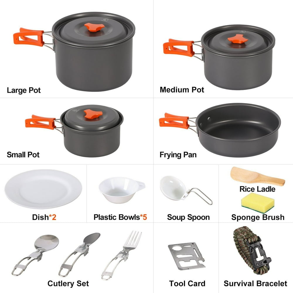 REDCAMP Camping Cookware kit, 34 Person, 22pcs ,2800ml Large pot