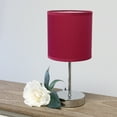 thumbnail image 4 of Simple Designs 11.81" 2-Pack Basic Chrome Mini Table Lamp Set with Fabric Shades, Wine Red, 4 of 9