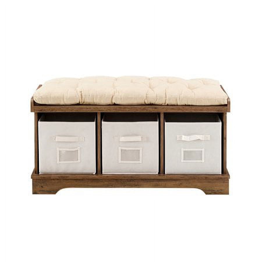 Woven Paths Storage & Tufted Bench, Reclaimed Barnwood