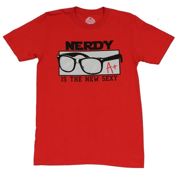 Nerdy Mens T-Shirt  - "Nerdy is the New Sexy" Glasses A  (Medium)