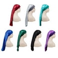 thumbnail image 2 of Female Soft Satin Sleeping Cap Elastic Hair Night Cap Comfortable Long Sleeping Bonnet, 2 of 8