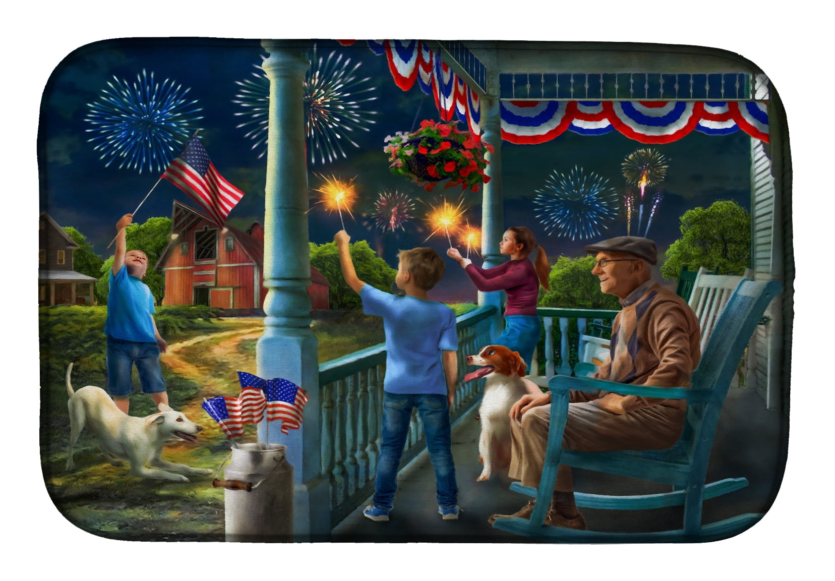 4th of July at Grandpa's USA Dish Drying Mat