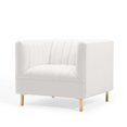 thumbnail image 1 of Tufted Armchair Accent Chair, Velvet, White, Modern Contemporary Urban Design, Living Lounge Room Hotel Lobby Hospitality, 1 of 8