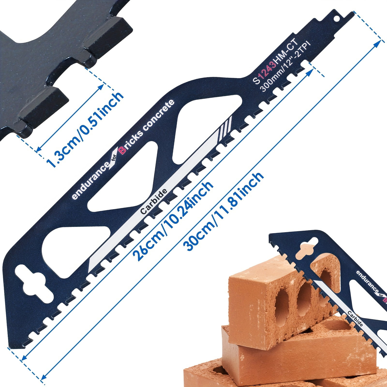 1/2pcs Reciprocating Saw Blade 12/18Inch Universal Cutting Recip Sabre Saw Blade Alloy Steel Brick Concrete Cutting Saw Blade Masonry Cutting