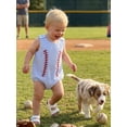 thumbnail image 4 of BemeyourBBs Newborn Baby Boy Baseball Outfits Summer Romper Overalls Clothes Baseball Embroidered Loose Fit Crew Neck Sleeveless Infant Jumpsuit Playsuit, 4 of 9