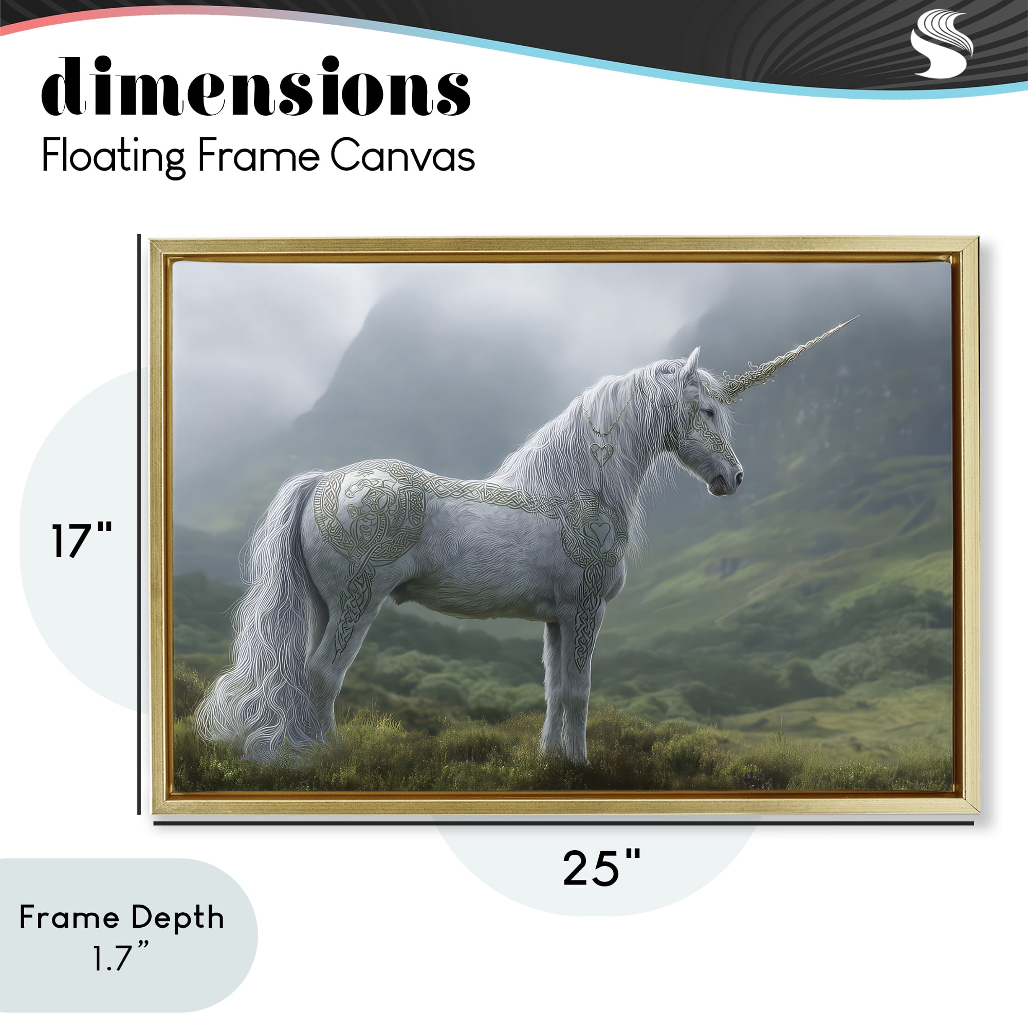 Stupell Industries Elegant Celtic Unicorn Gold Framed Floater Canvas Wall Art, design by The Wands Want