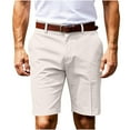 thumbnail image 5 of WTOBBY Men's Plus Size Solid Color Cotton Casual Bermuda Shorts, Comfort Loose Fit Elastic Waist for Big and Tall Daily Wear ,Beige S, 5 of 5