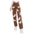 thumbnail image 2 of High Waisted Jeans For Women Straight Leg Butterfly Print Stretch Denim Pants Fashion Lightweight Outdoor Hiking Pants With Pocket Brown M, 2 of 7