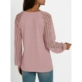 thumbnail image 5 of Womens Long Sleeve Shirts Casual Tops Dressy Outfits Fall Fashion Blouses Lace Clothes Y2k Pink XXL, 5 of 6