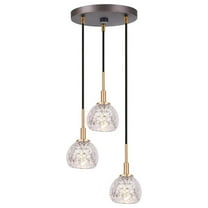 Woodbridge Lighting Elise 3-Light Glass Cluster Pendant in Brass/Bronze/Mercury