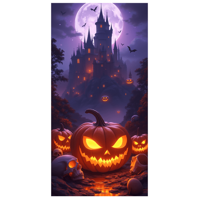 Decorative Design Halloween Banner Scary Theme Pumpkin Jack-O-Lantern for Halloween Party Event Indoor Decoration