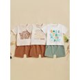 thumbnail image 3 of Toddler Baby Boys Summer Outfits 6 12 18 24 Months 2T 3T Letter Digger Print Round Neck Short Sleeve T-Shirts Elastic Waist Shorts 2Pcs Clothes Set, 3 of 9