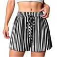 thumbnail image 4 of Admvng Womens Casual Striped Shorts Drawstring Waist Everyday Wear, 4 of 7