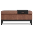 thumbnail image 3 of Oregon 42 inch Wide Storage Ottoman Bench with Tray in Distressed Saddle Brown Vegan Leather, 3 of 13