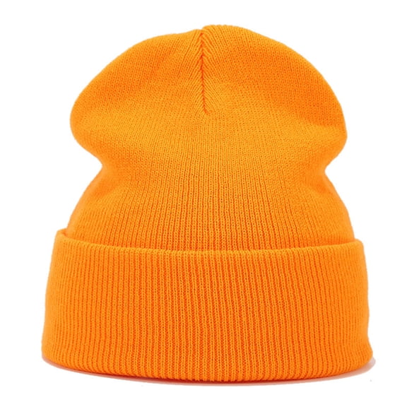 LIZUOJUN Beanie Men Women - Unisex Cuffed Plain Knit Hat Cap Korean Style Slouchy Knit Hat Warm Winter Skull Cap for Men & Women Orange A