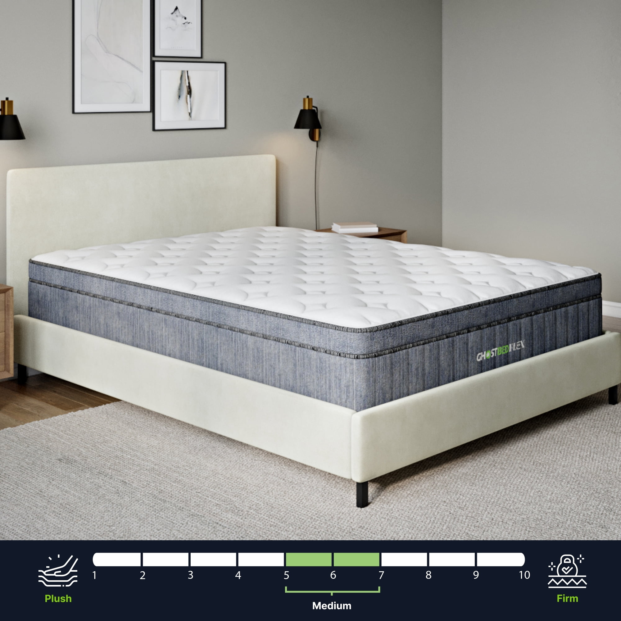 GhostBed Flex 13” Innerspring & Gel Memory Foam Hybrid Mattress - Twin