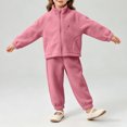 thumbnail image 4 of Cethrio Girls Fleece Pajama Sets Long Sleeve, 2 Piece Comfy Crew Neck Girls' Sleepwear Hot Pink Size 2-3 T, 4 of 6