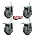 thumbnail image 2 of 5 Inch Gray Poly Swivel 3/4 Inch Threaded Stem Caster Set with Total Lock Brake, 2 of 2