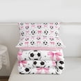 thumbnail image 5 of Erosebridal Cute Bow Knot Twin Comforter Sets For Girl,Football Sport Games Ball Theme Kids Bedding Set,Reversible Pink 2 Pieces, 5 of 7