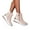 Beige, variant on huanledash Women Round-toe Mid-Calf Wedge Sneakers Double Side Zipper Platform Ankle Boots