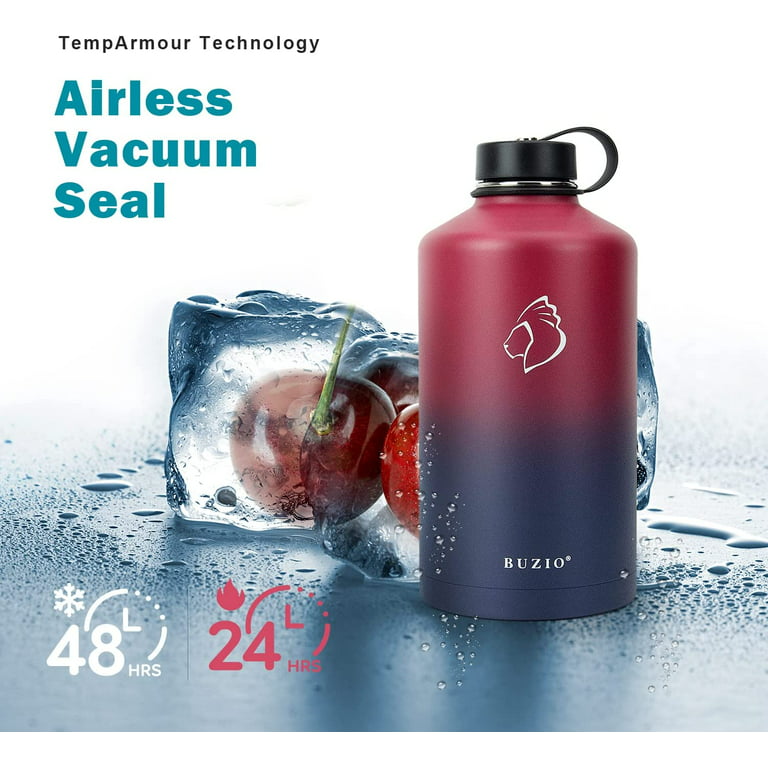 Aqwzh 32 oz Black Double Walled Vacuum Insulated Stainless Steel Water Bottle with Wide Mouth and Straw Lid, Size: 3.9 inch x 3.9 inch x 11 inch
