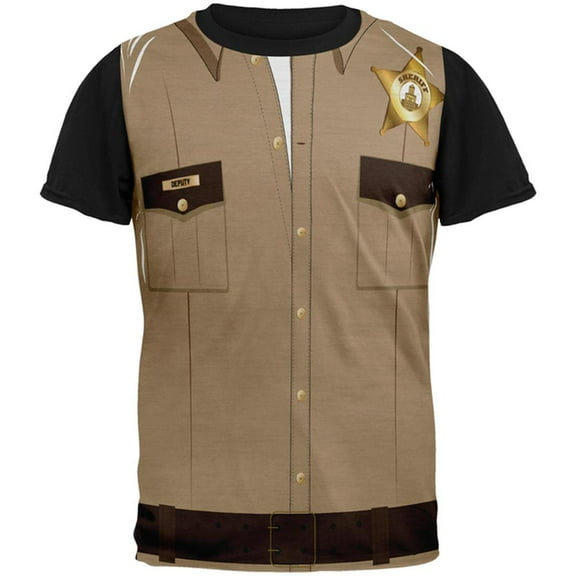 Halloween Sheriff Costume All Over Mens Black Back T Shirt