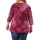 thumbnail image 3 of Tops de mujer plus size Agnes Orinda con rayas de teñido anudado, cuello en V, mangas 3/4, blusas casuales 1X color rosa intenso, 3 of 6