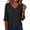 Black-25, variant on Women's V Neck Half Sleeve Blouse Pleated Front Top Loose Fit Casual Shirt with Cuffed Elbow Sleeves