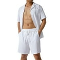 thumbnail image 2 of Liacowi Men Two-piece Shorts Set Short Sleeve Shirt and Baggy Shorts, 2 of 5