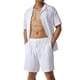 thumbnail image 2 of Sunloudy Conjunto de traje de 2 piezas para hombre, camisa de manga corta con cuello vuelto de color sólido + pantalones cortos para el verano Sunloudy  S/M/L/XL/XXL, 2 of 9