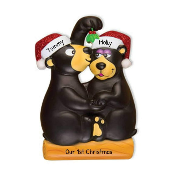 Personnalisé Noël Ornaments pour les Couples - Ornement Couples 2022 - Ours Couple Ornaments pour Noël Arbre Baiser sous le Gui Ornaments pour les Couples - Personnalisation Gratuite