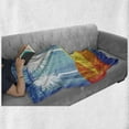 thumbnail image 6 of Burnt Orange Soft Flannel Fleece Blanket, Contemporary Motley Stained Distressed Tropic Beach with Palms Graphic, Cozy Plush for Indoor and Outdoor Use, 70" x 90", Orange Blue White, by Ambesonne, 6 of 6