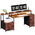 thumbnail image 2 of IULULU 67'' Computer Desk with 4 Drawer, Printer Cabinet and Power Outlet,Rustic Brown, 2 of 10