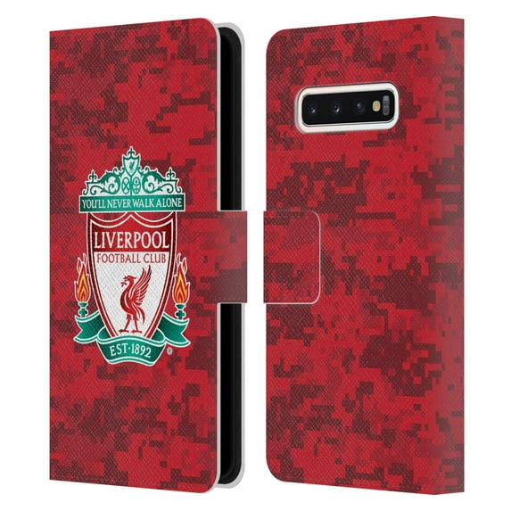 Head Case Designs Officially Licensed Liverpool Football Club Digital Camouflage Home Red Crest Leather Book Wallet Case Cover Compatible with Samsung Galaxy S10