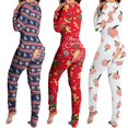 thumbnail image 2 of Mono sexy con recorte de Navidad para mujer, pijama funcional con solapa y botones para adultos, mono de salón con diseño de botones para Club, 2 of 4