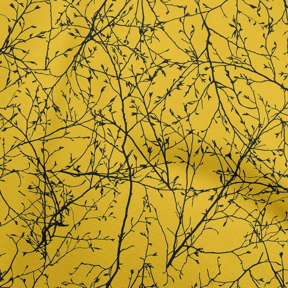 oneOone Velvet Yellow Fabric Leaves Sewing Material Print Fabric By The Yard 58 Inch Wide