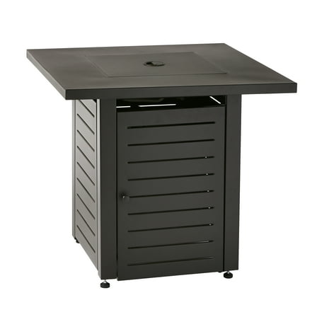Mainstays 28" Square 50000 BTU Propane Gas Fire Pit Table with Lava Rocks, Metal Lid and Protective Cover