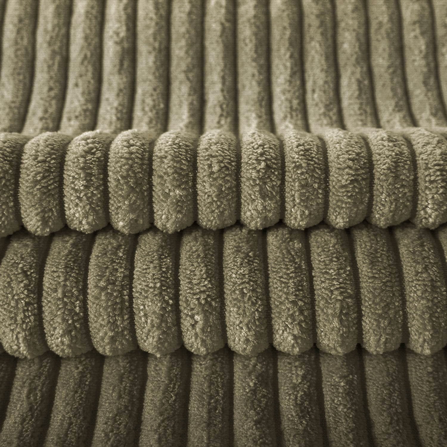 Soft Corduroy Striped Velvet Rectangle Decorative Throw Pillow Cusion For Couch, 12" x 20", Olive Green, 1 Pack