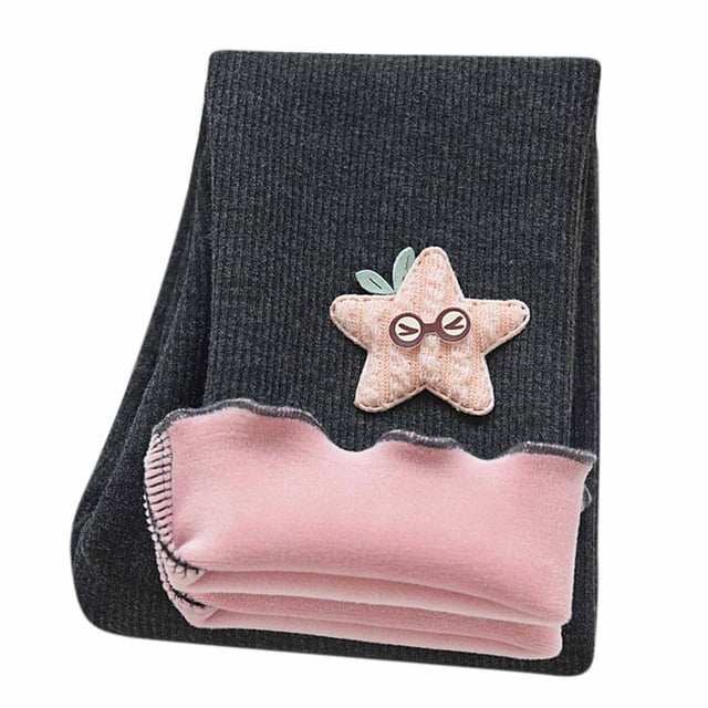 Leggings Para Niños Medias Para Bebés Otoño Invierno Niñas Hongos Bordado Lateral Gato Leggings Pantalones Recortados Gris Oscuro Odeerbi LM103-10600