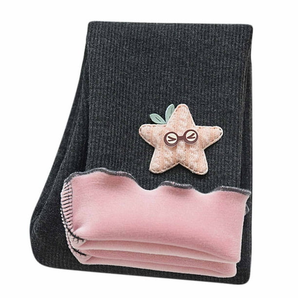 Leggings Para Niños Medias Para Bebés Otoño Invierno Niñas Hongos Bordado Lateral Gato Leggings Pantalones Recortados Gris Oscuro Odeerbi LM103-10596