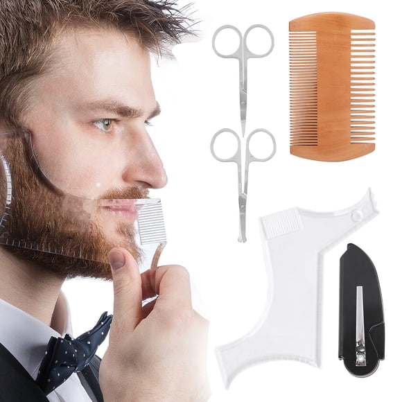 Conjunto de Herramientas de Estilización de Barba, Plantilla de Modelado de Barba de Peinador de Barba Transparente para el Estilamiento de Barba para el Salón para Hogar