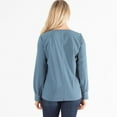 thumbnail image 4 of Howard's M/L Lapis Crinkle Crepe Asymmetrical V-Neck Ruffle Long Sleeve Blouse for Women, 4 of 4